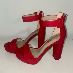 Dream Paris Red Suede Platform Heels